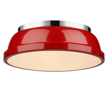  3602-14 CH-RD - Duncan 14" Flush Mount in Chrome with a Red Shade